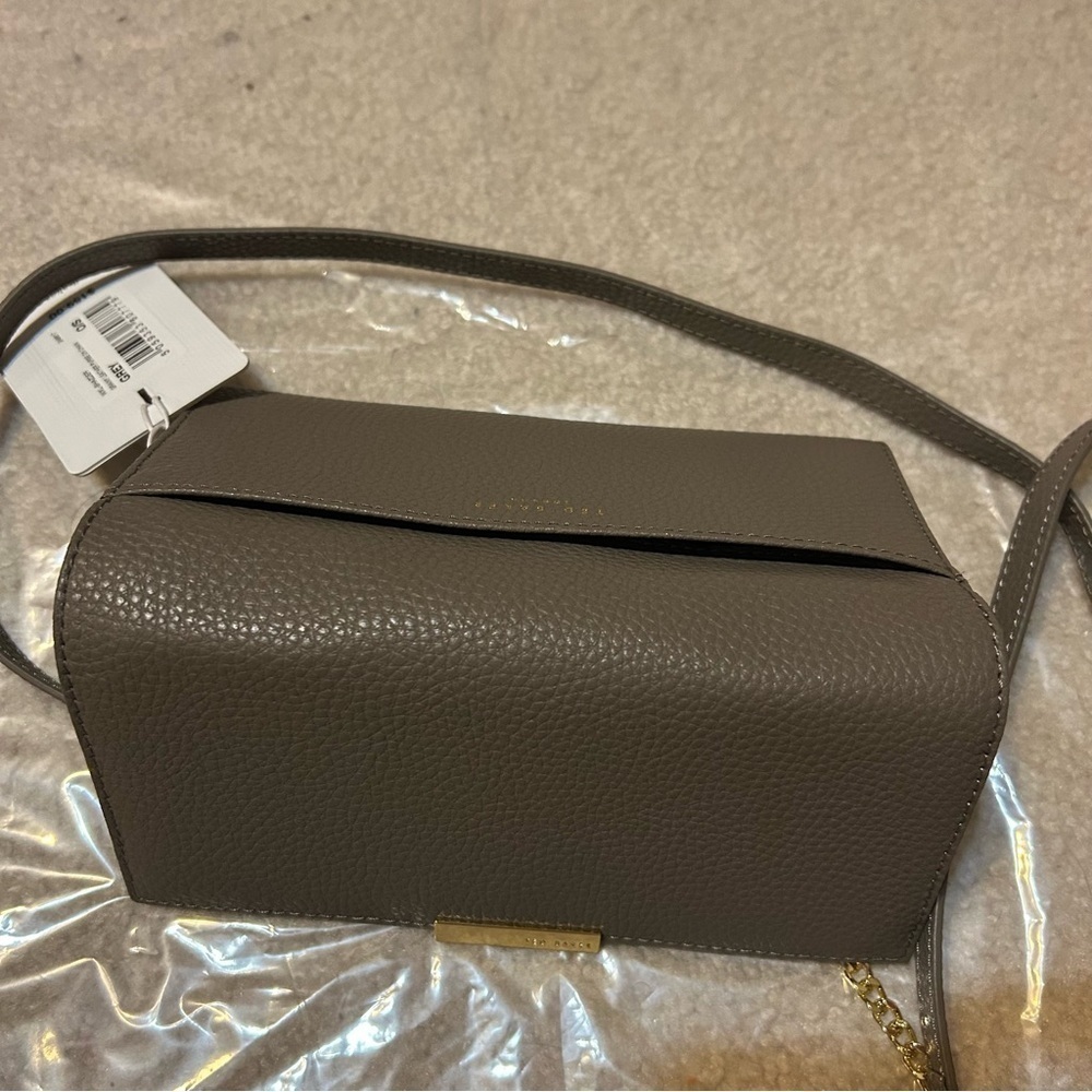 TED BAKER Shazder Grainy Leather Wallet on a Chain (Removable) in Grey - Picture 10 of 11